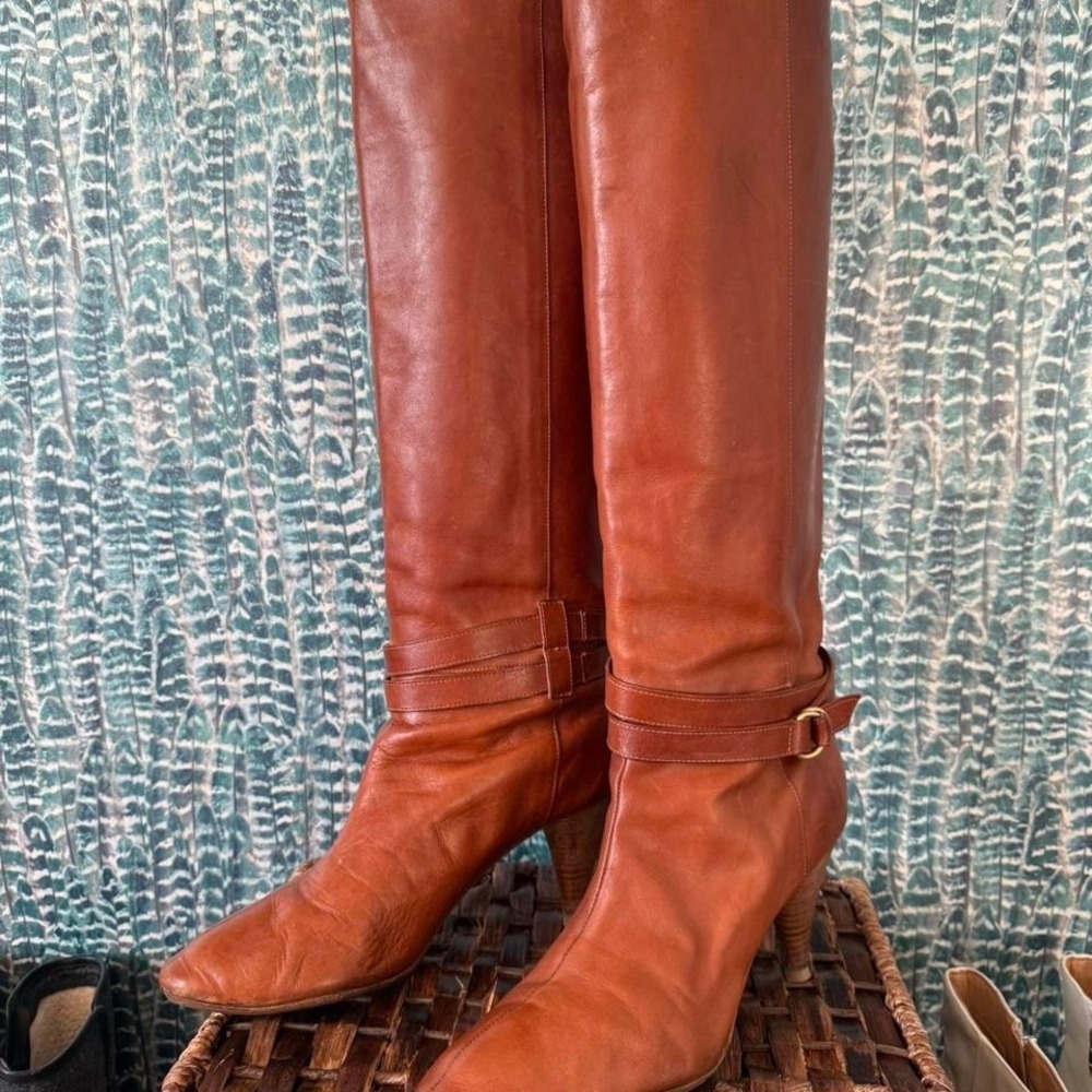 Vintage Loeffler Randall Made in Italy Brown Tall Leather Boots